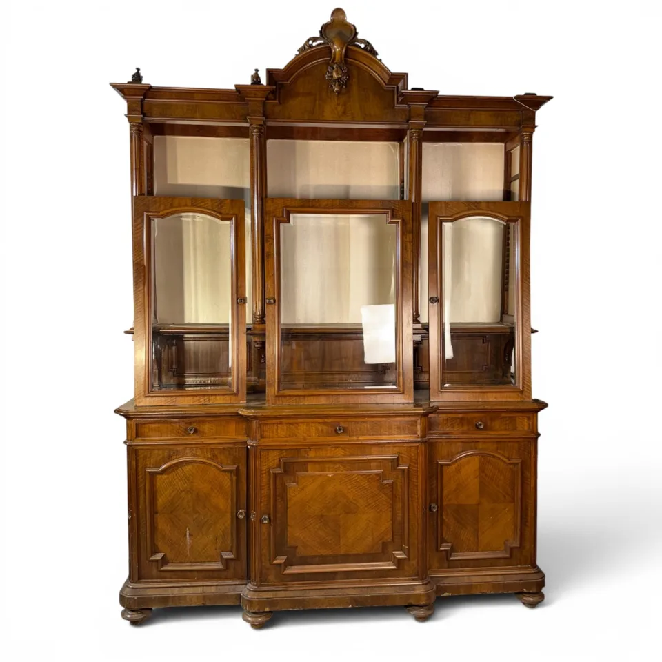 Kredens trzyczęściowy z lustrami i kolumienkami