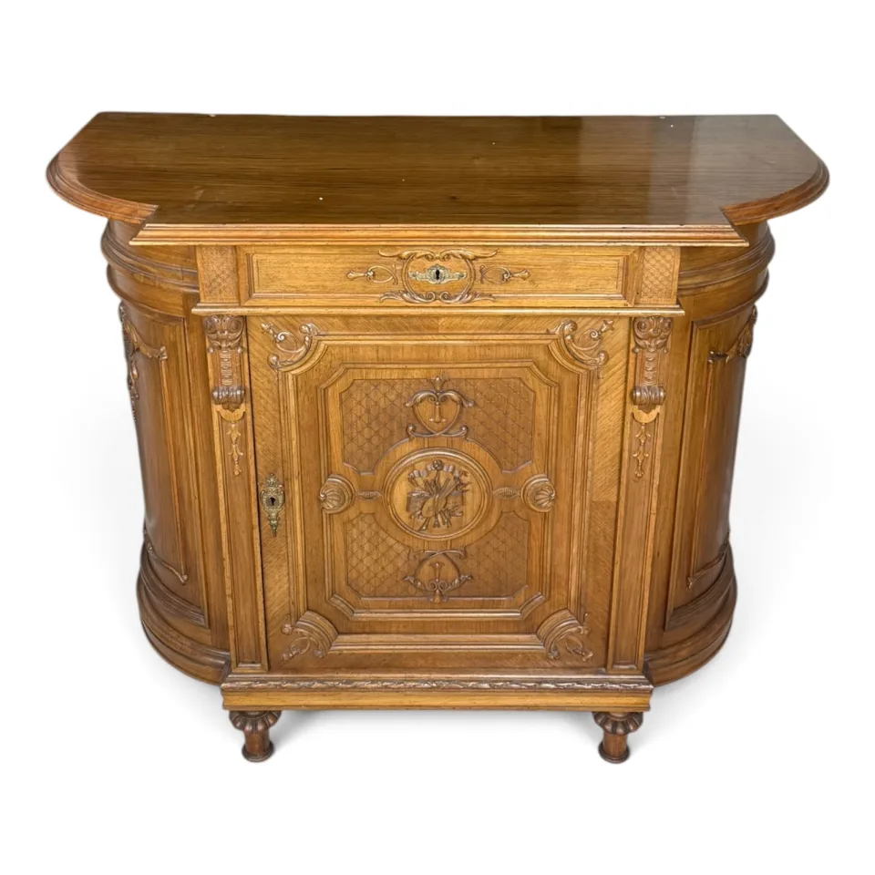 Komoda pomocnicza / szafka salonowa (dressoir) w stylu neorenesansowym / eklektycznym z jasnego dębu lub orzecha
