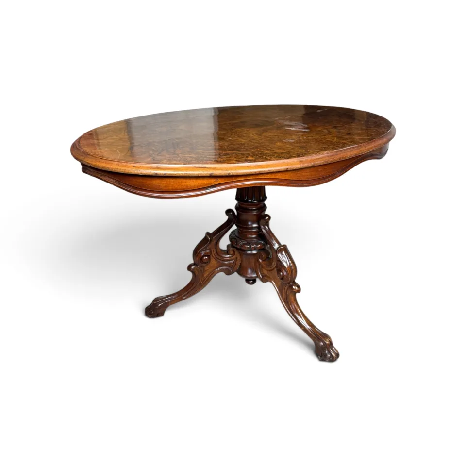 Owalny stolik salonowy / stolik do herbaty (typu loo table) w stylu neorokoko / wiktoriańskim