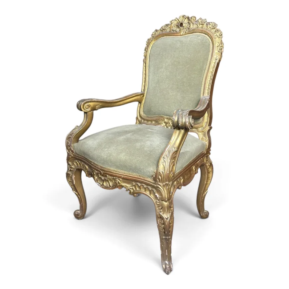 Pałacowy fotel salonowy (fauteuil) w stylu neorokokowym / Ludwik XV