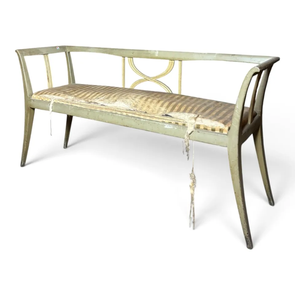 Klasycystyczna ławka salonowa / sofa lekka (kanapka w typie banquette lub ławki pompejańskiej / Empire)