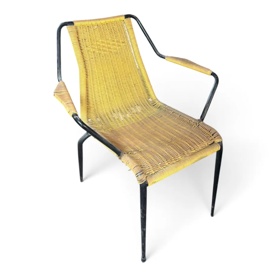Fotel / krzesło tarasowo-kawiarniane z podłokietnikami w stylu Mid-Century Modern