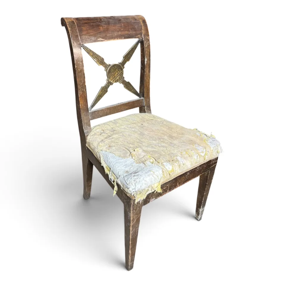 Krzesło salonowe w stylu empire / biedermeier (egzemplarz do gruntownej renowacji stolarsko-tapicerskiej)