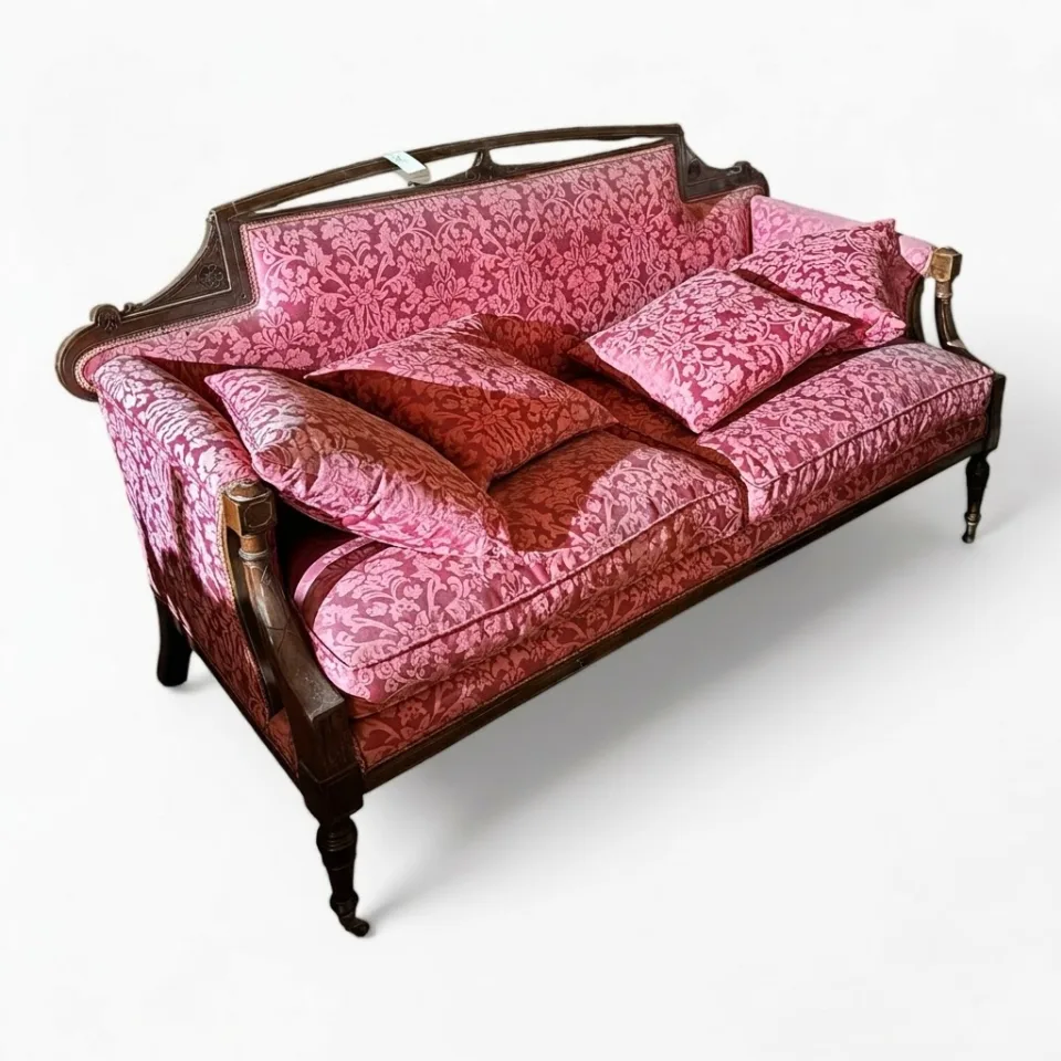 Reprezentacyjna sofa salonowa / kanapa w stylu eklektyzmu / Biedermeier Revival (z wyraźnymi wpływami historyzmu i późnego klasycyzmu).