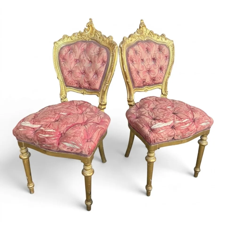 Para reprezentacyjnych krzeseł salonowych w stylu neorokoko / Drugiego Cesarstwa (Napoleon III).
